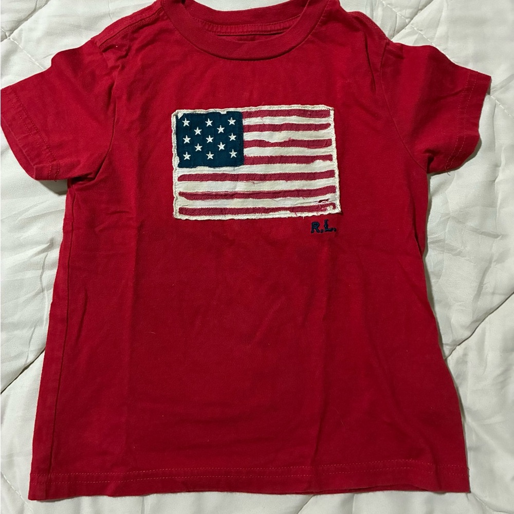 Polo Ralph Lauren Red Tee with Flag Design kids 3T